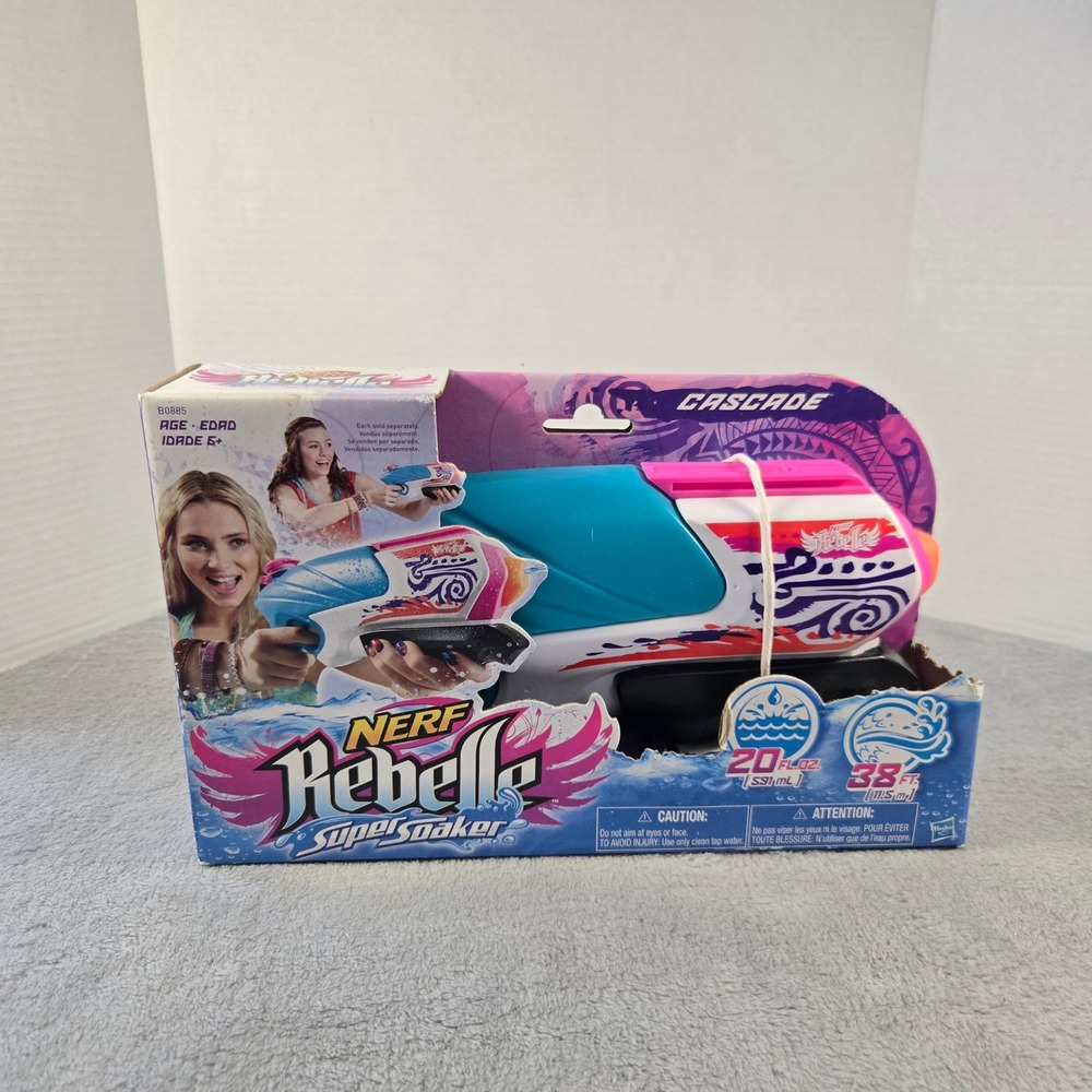 Nerf Rebelle Super Soaker Cascade Water Blaster B0885 Pink Teal 20oz 38ft Range